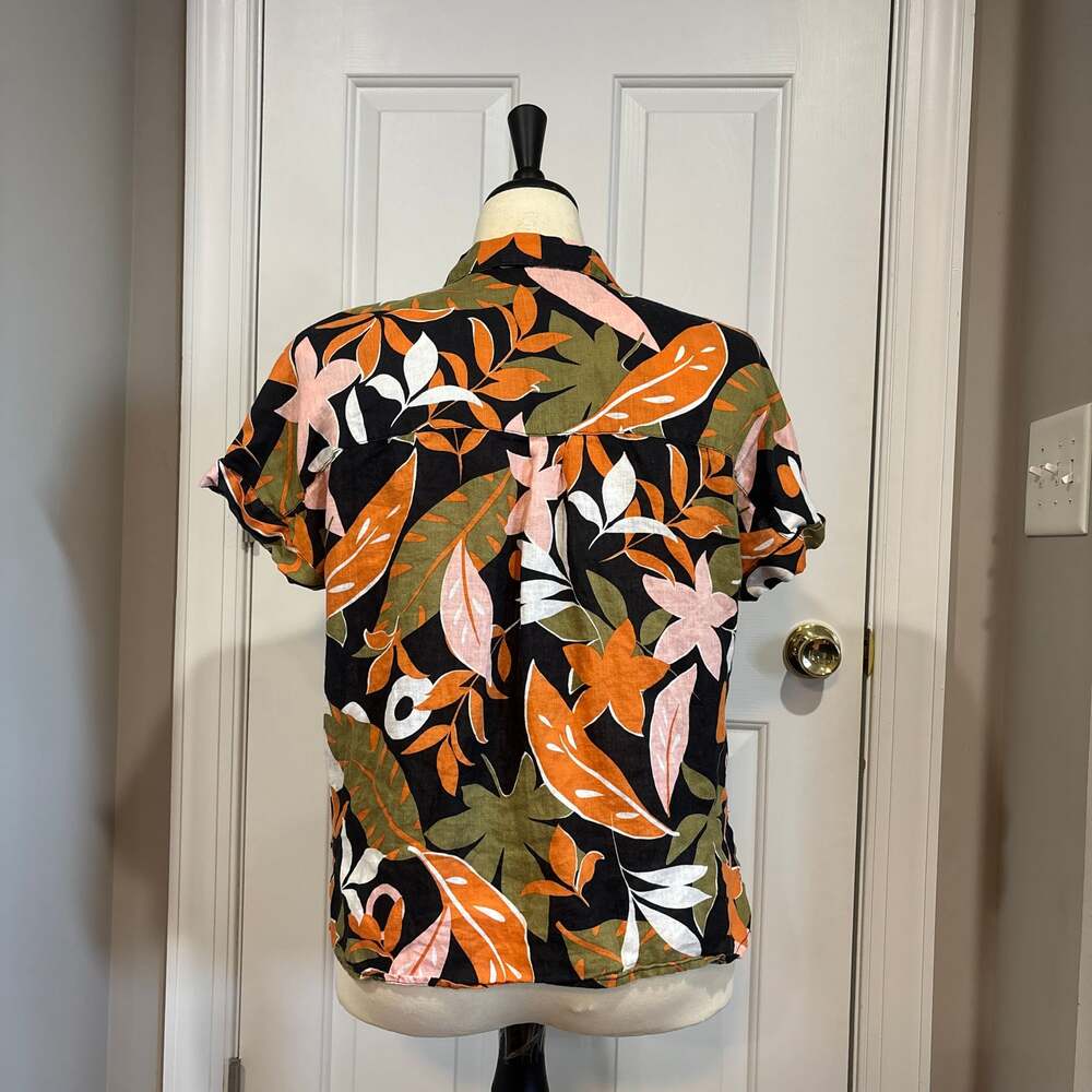 C&C California 100% Linen SZ S Floral Boho Festival Vacation Travel Top Shirt - Picture 2 of 6